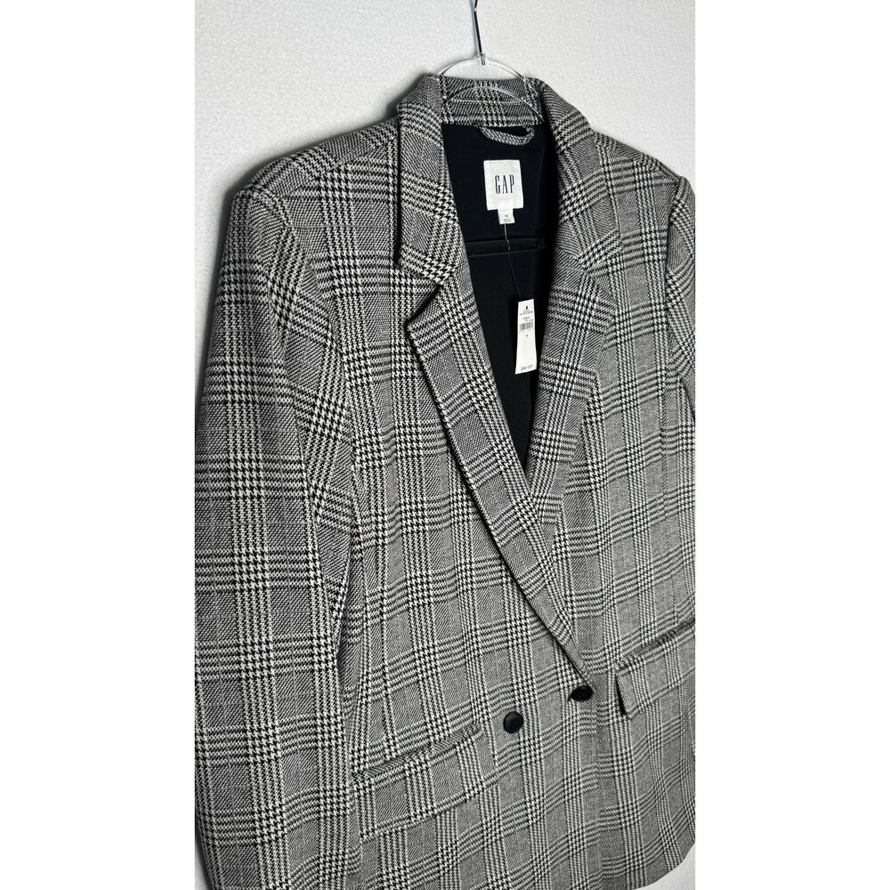 2018s GAP Glen Plaid Double Breasted Blazer Jacket Gray Black Size L/XL 14 NWT - Picture 4 of 15